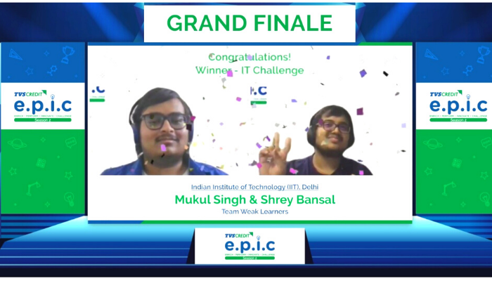 How did the team Weak Learners become the two-time winners of the TVS Credit E.P.I.C IT challenge -By Mukul Singh from IIT Delhi
