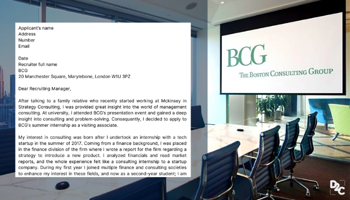 bcg consulting internship cover letter
