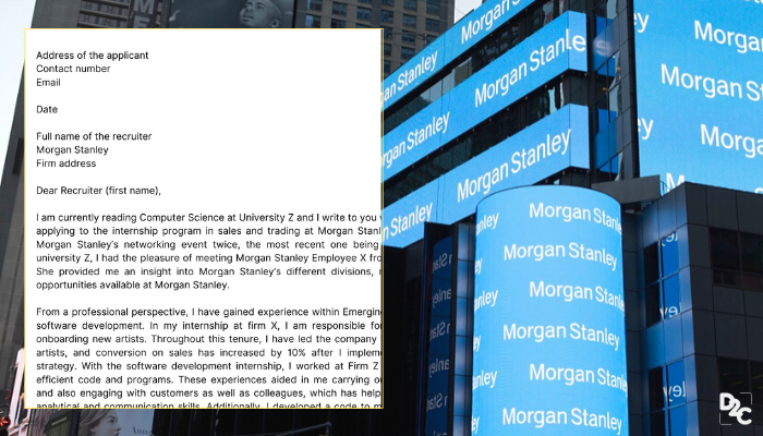 morgan stanley internship cover letter