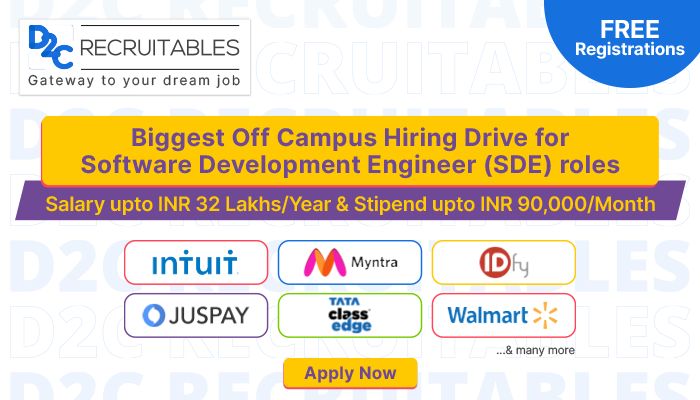 Walmart, Myntra, Intuit, Tata Class Edge and 25+ companies are hiring freshers at packages up to INR 32 LPA!