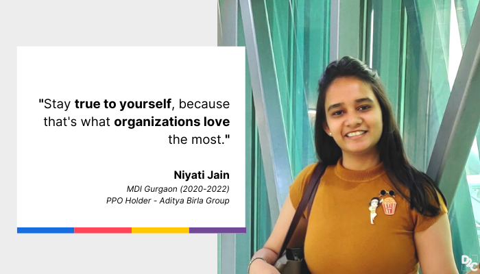 "A perfect blend of fun, wisdom, and rigour at ABG made me believe in something much bigger" - Niyati Jain, MDI Gurgaon, PPO holder