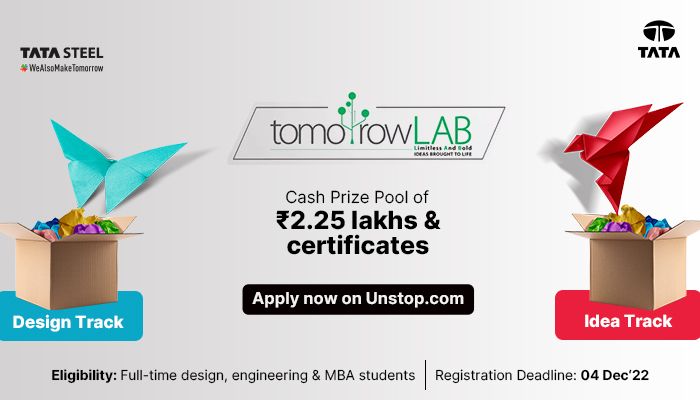 Prove Your Mettle At Tata Steel TomorrowLab, Win INR 2.25 Lakh!