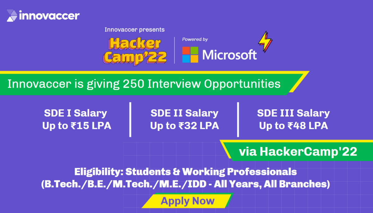 Innovaccer HackerCamp’22 Powered By Microsoft Is Back! Grab Job Opportunities With Salaries Upto INR 48 LPA