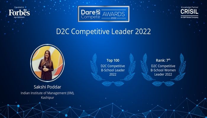 "Fail Fast And Fail Forward" Says D2C Competitive Leader 2022 Sakshi Poddar From IIM Kashipur