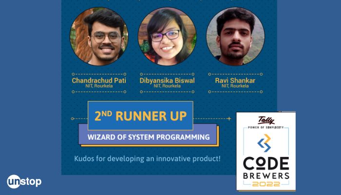 Mathematicians From NIT Rourkela-Team Misfits Won 2nd Runner-up Title Of Tally CodeBrewers 2022 Wizard Of System Programming