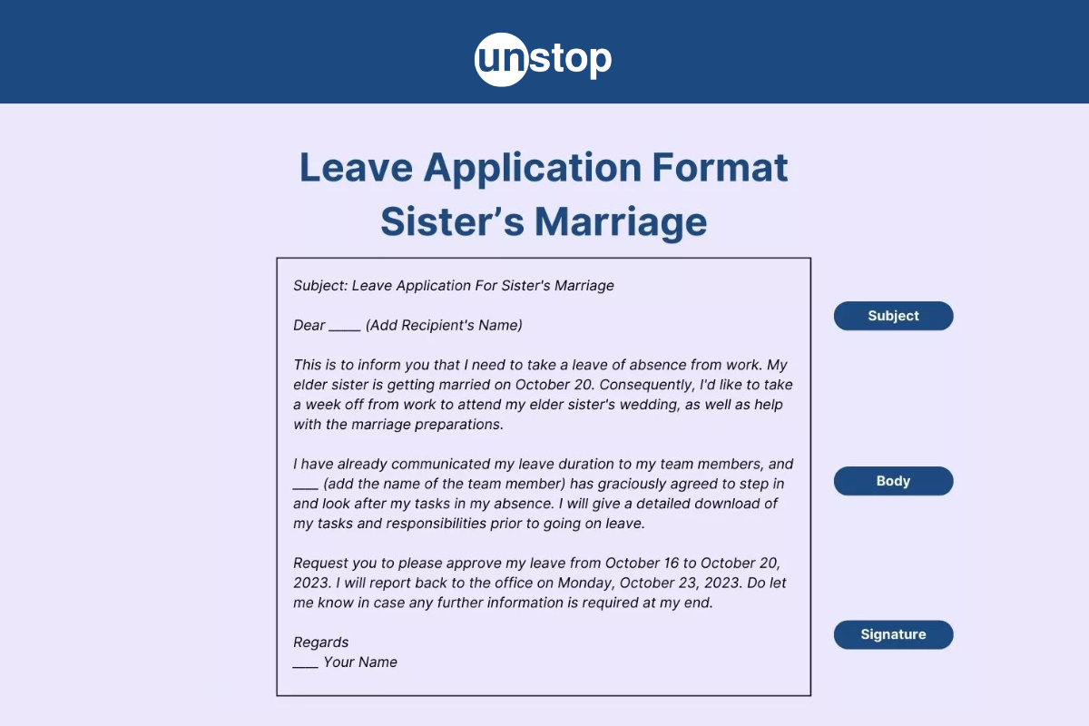 Leave Application For Sister's Marriage: Samples + Template [2024]