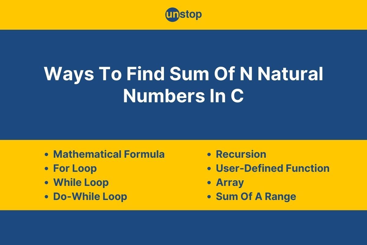 How To Find Sum Of N Natural Numbers In C? (8 Methods + Codes)