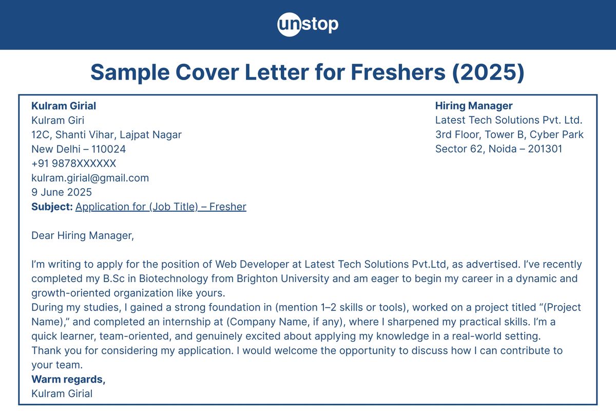 How to Write a Cover Letter for Freshers in 2025 [10 Free Samples]