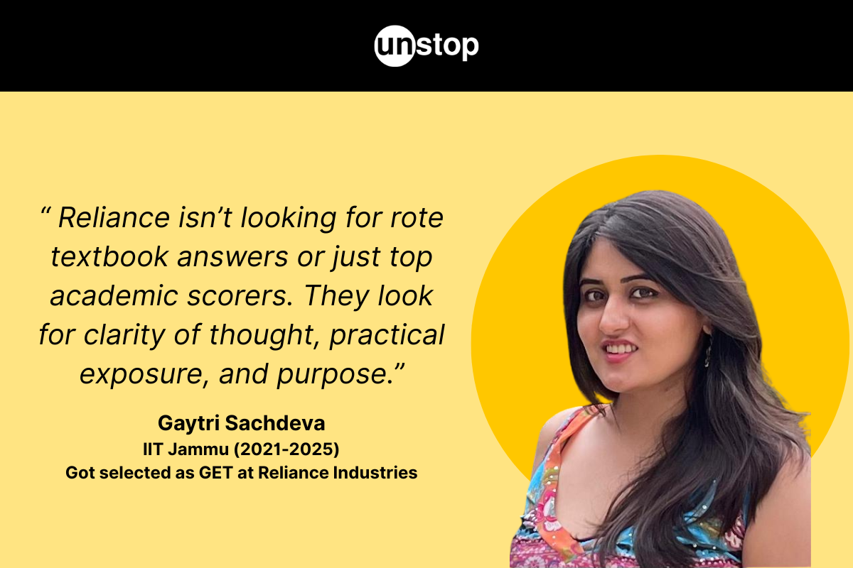 My Journey To Becoming A GET At Reliance - Gaytri Sachdeva, IIT Jammu
