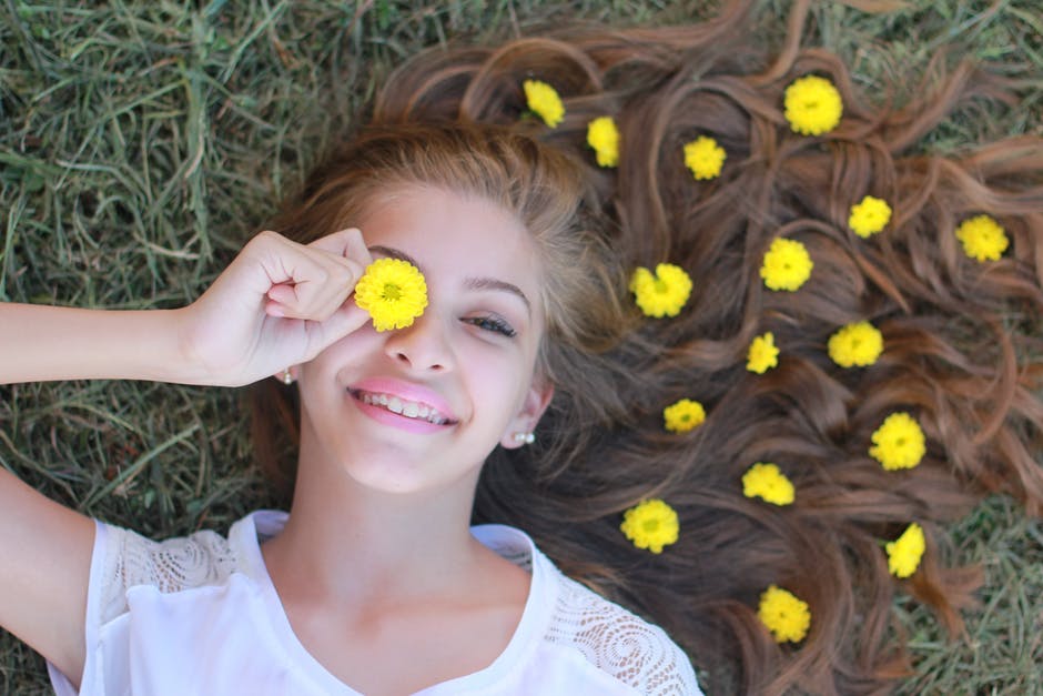 Model with flowers