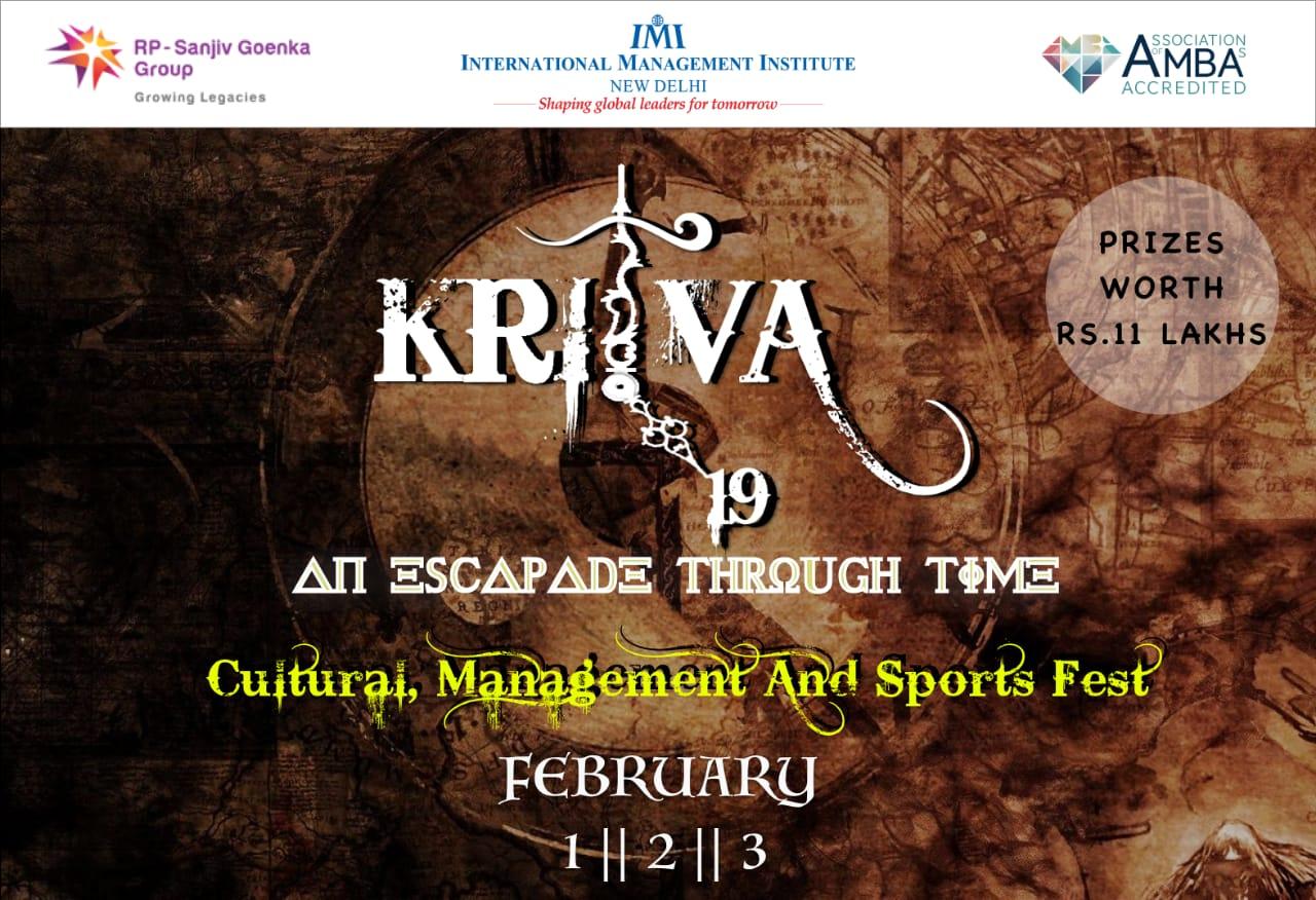 Kritva 2019 The Annual Management Cultural And Sports Fest Of Imi New Delhi Dare2compete D2c