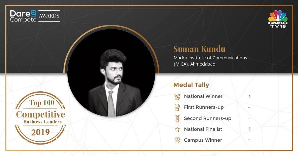 MICA’s Suman Kundu shares his journey of being one of the Top 100 Competitive Business Leaders 2019!