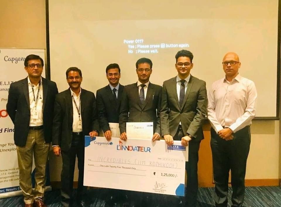 Capgemini L'innovateur 2018 National Runners Up IIM Kozhikode's Arijit Goswami's Story