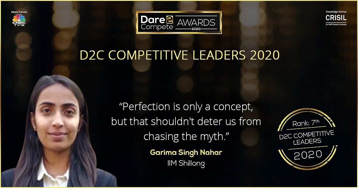 Garima from IIM Shillong volunteered to hustle! | 7th among D2C Competitive Leaders 2020