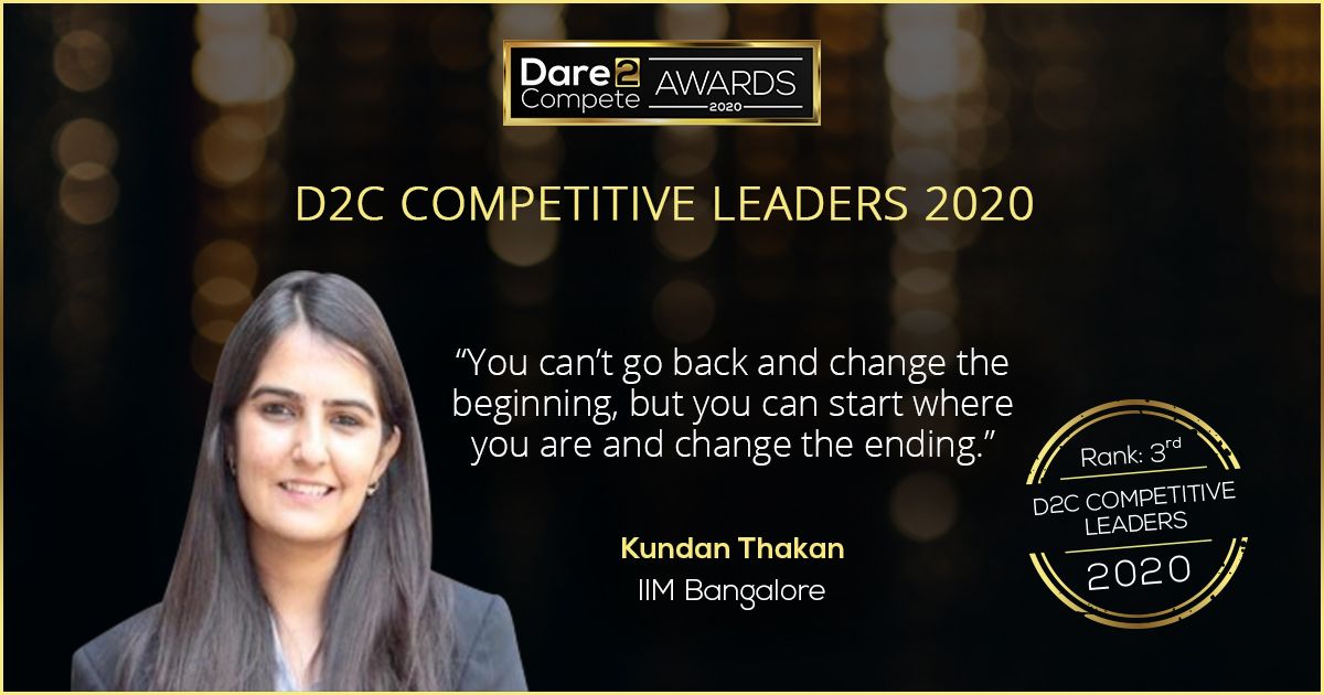 A zeal to excel - Kundan, IIM Bangalore | 3rd D2C Competitive Leader 2020