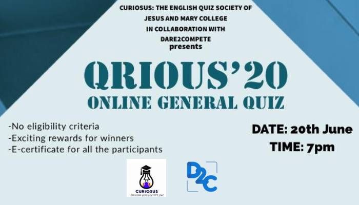 Qrious'20: Online quiz by JMC's quizzing society Curiosus is here to quench your thirst for knowledge during quarantine