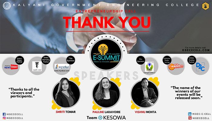 E-SUMMIT 2020, an initiative by KGEC E-Cell marks a grand success!