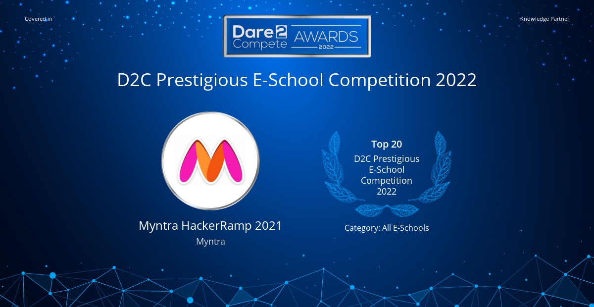 Myntra HackerRamp 2021 Top 20, D2C Prestigious ESchool Competitions
