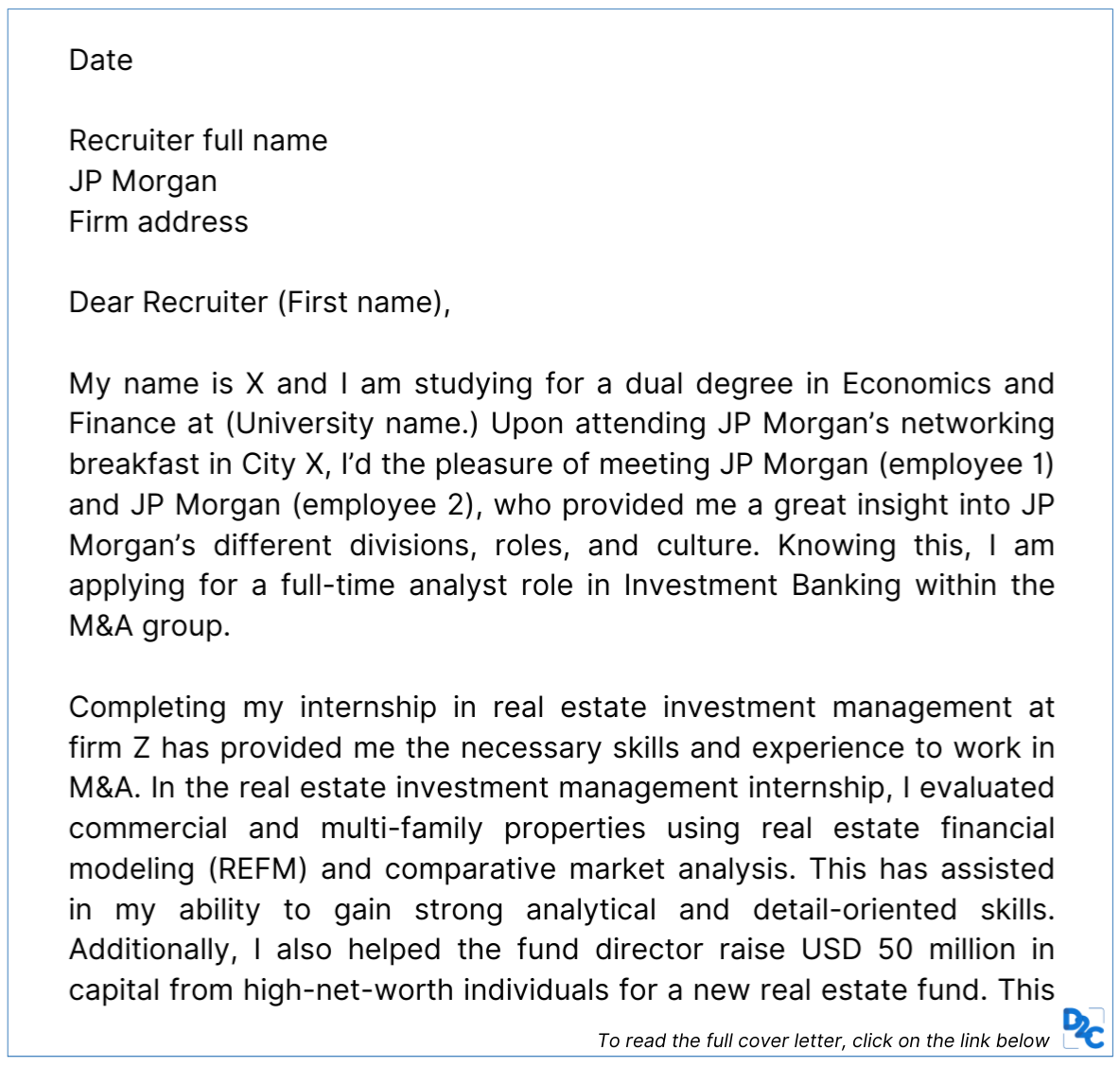 do you need a cover letter for jp morgan