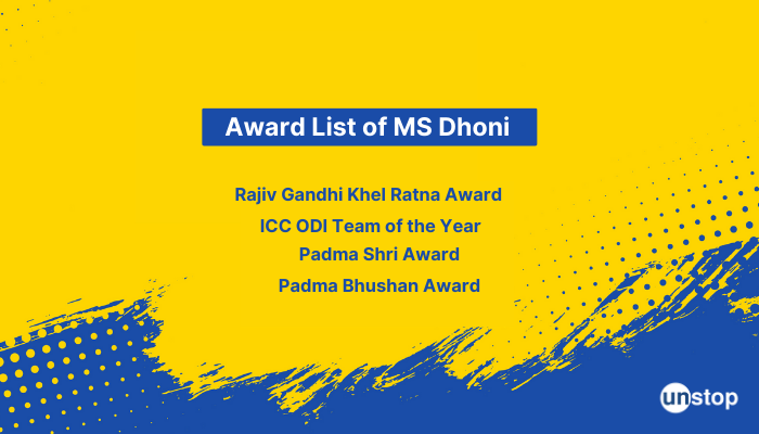 MS dhoni biography - awards