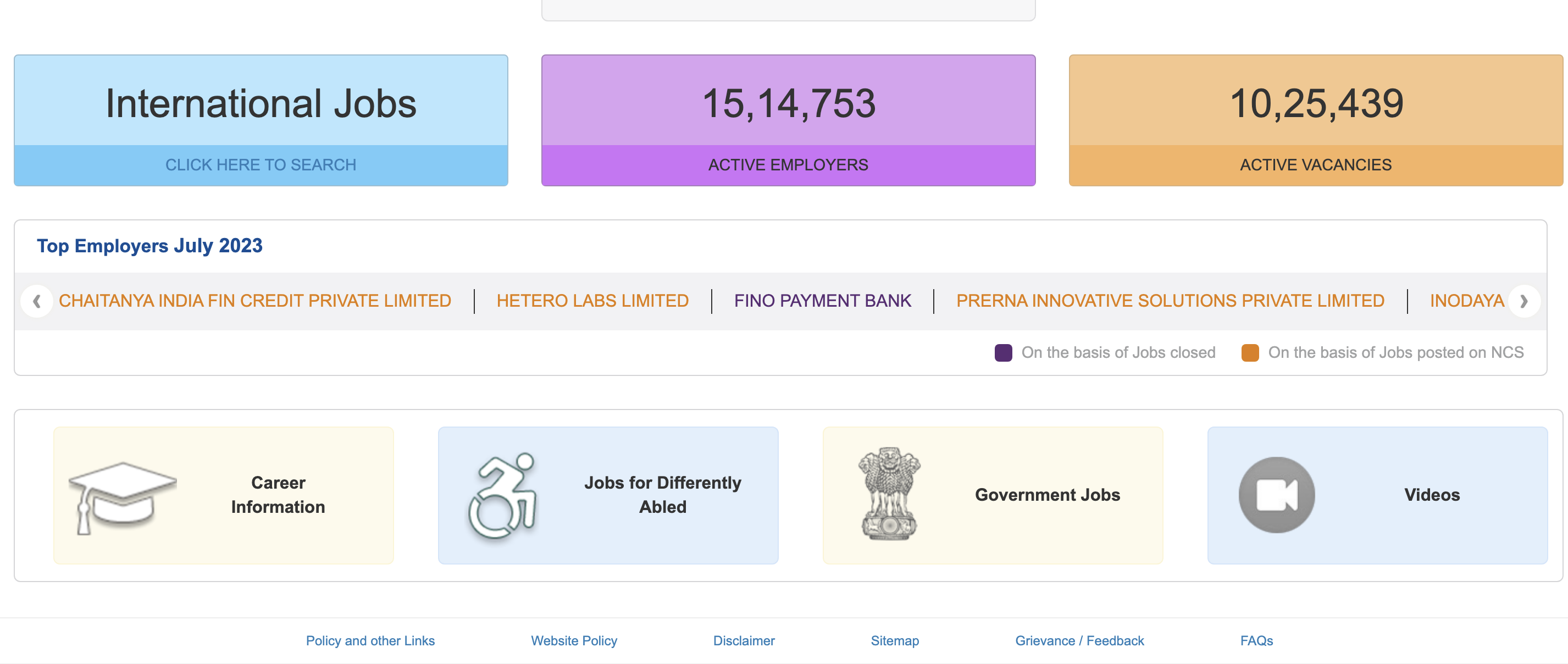 Vacancies on NCS Portal