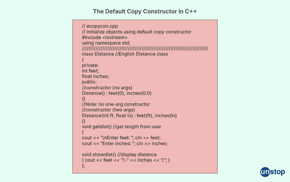 Code Example for Default Copy Constructor in C++