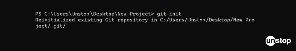 Example of git init command