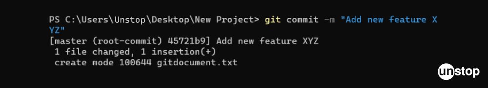 Git Commands | Example of git commit command with -m option