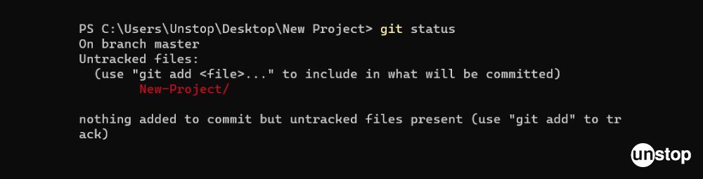 Git Commands | Example of git status command