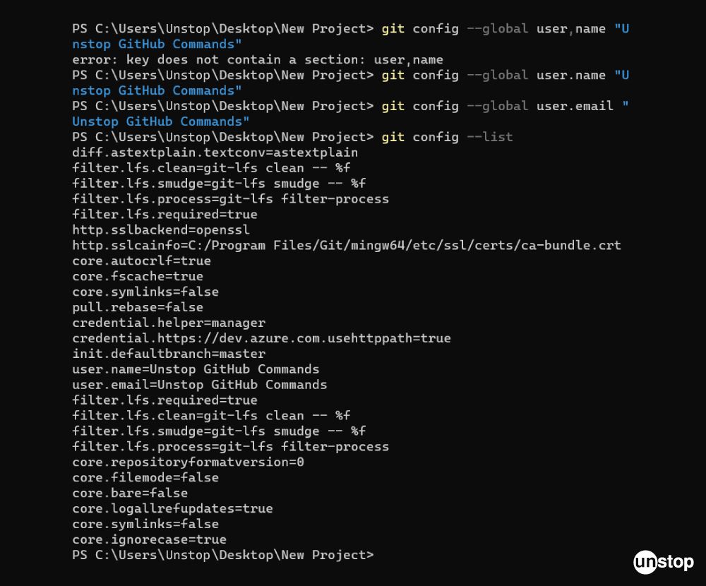 Git Commands | Example of git config command
