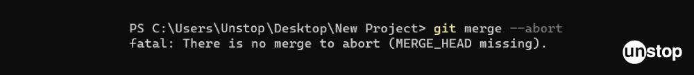 Git Commands | Example of git merge command with --abort.