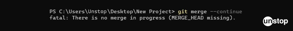 Git Commands | Example of git merge command with --continue.