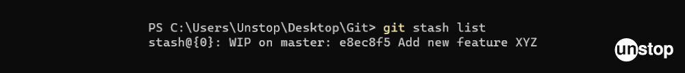 Git Commands | Example of git stash list command