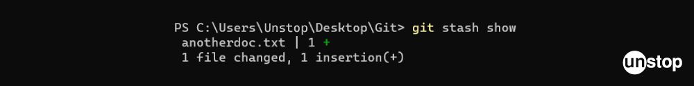 Git Commands | Example of git stash show command