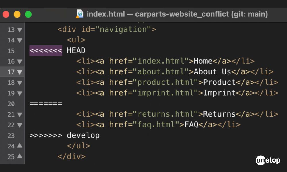 Top commands needed to resolve conflict when merging in Git.