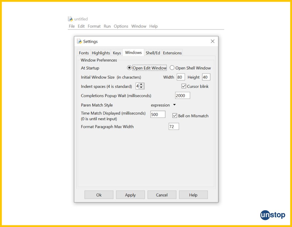 Python IDLE window- how to adjust window size.