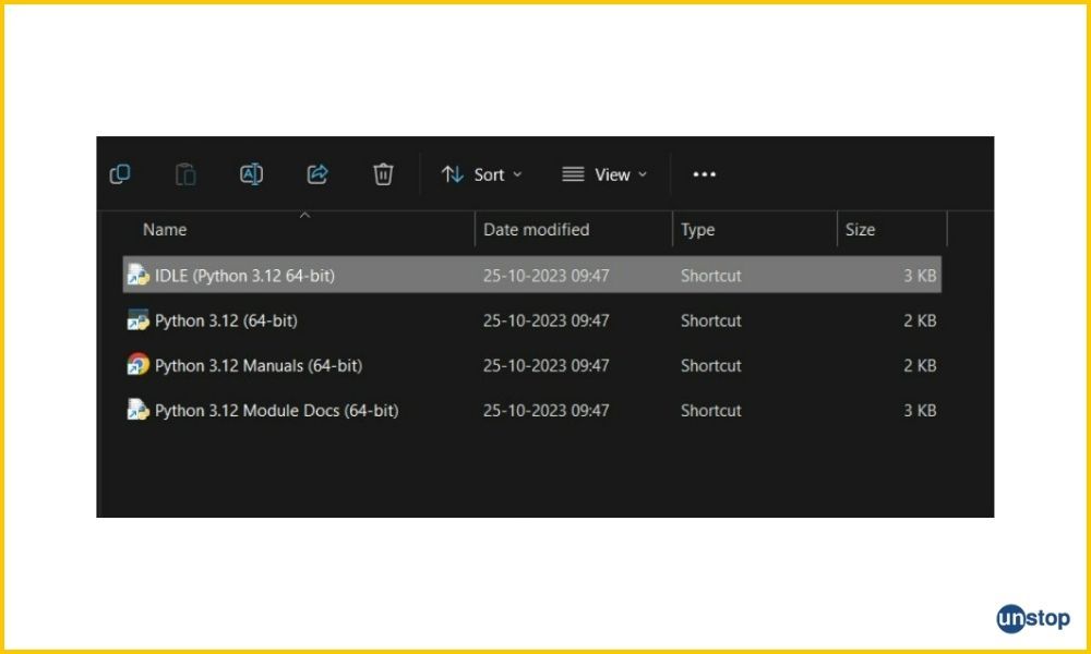 Screenshot of step 3 of Python setup, before writing the Hello, World! program in Python.