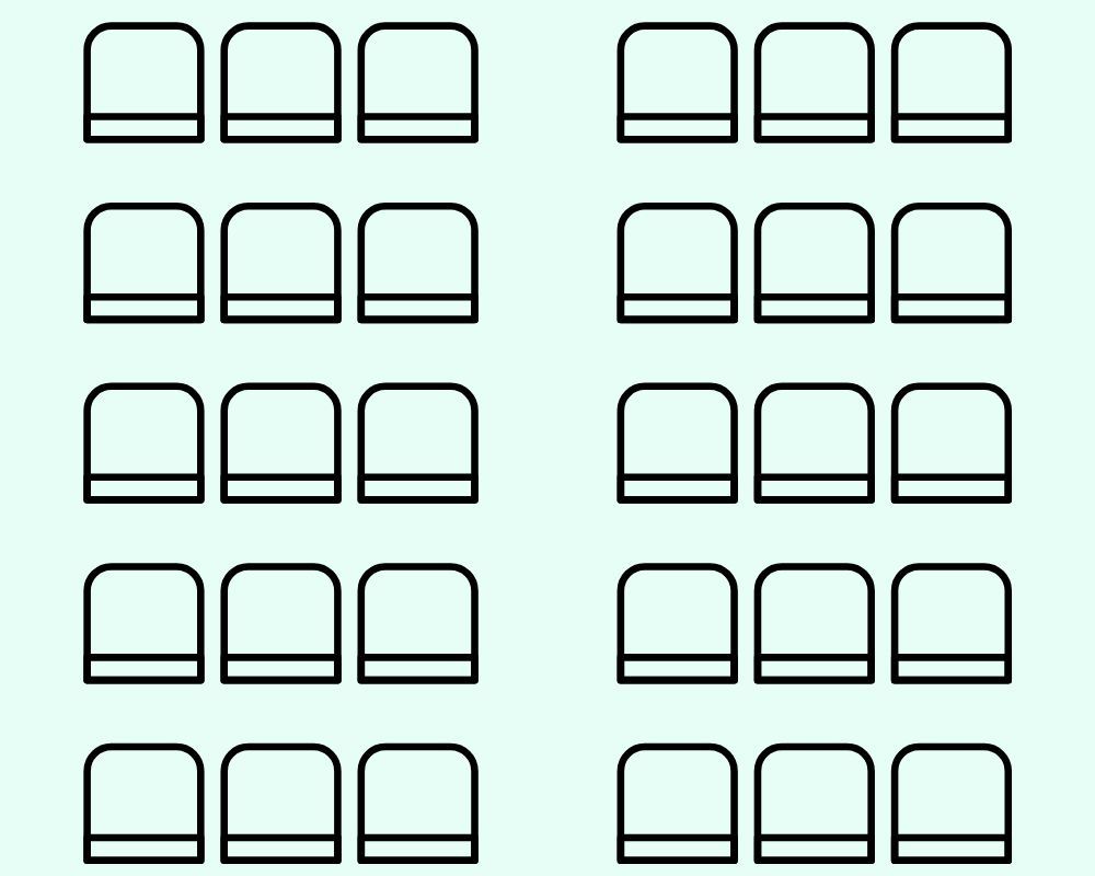 Seating arrangement of a linear arrangement 