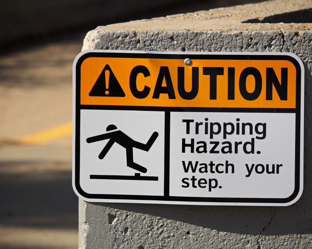 Tripping is a common workplace safety hazard