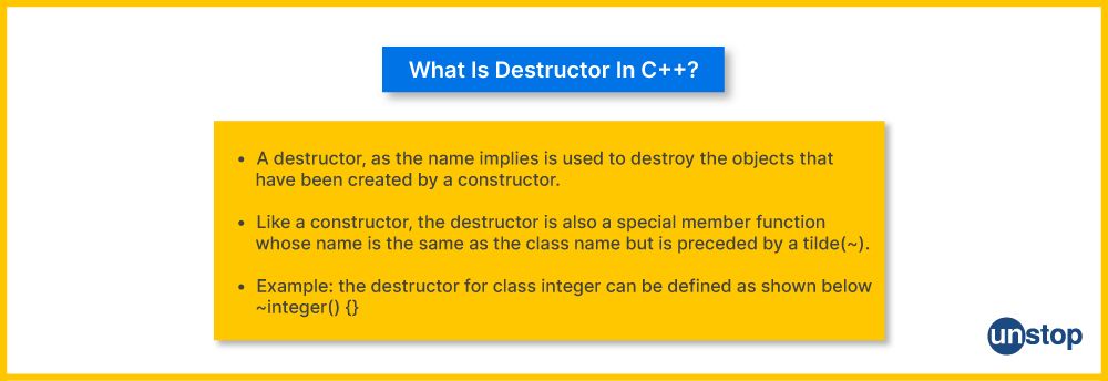 Destructor in C++ with example