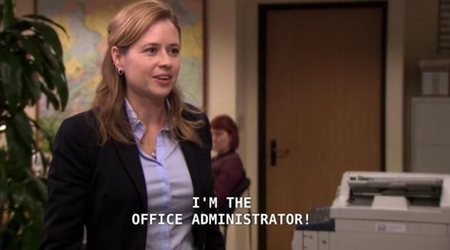 Pam from The Office as an Office Admin