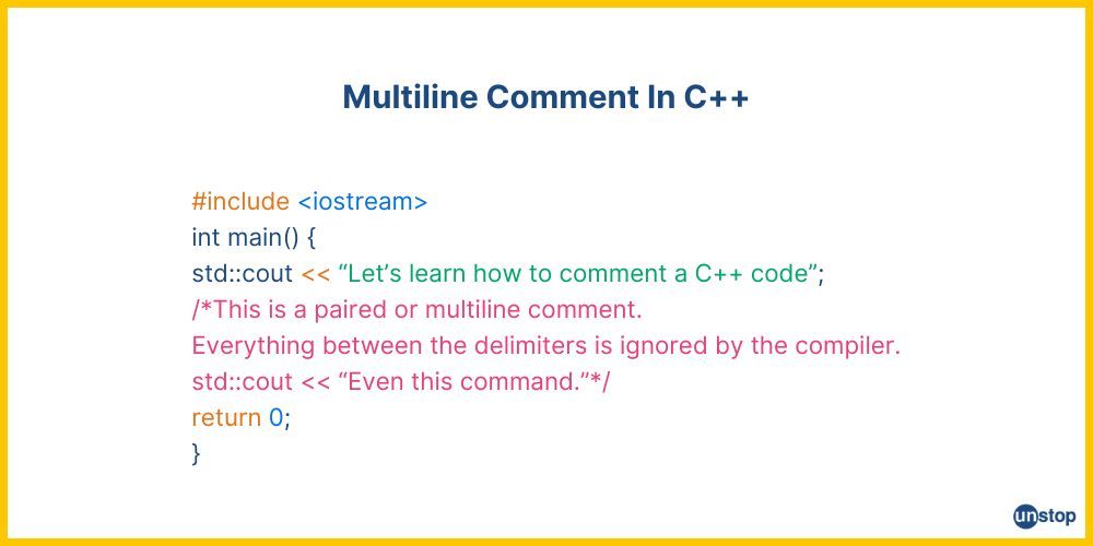 An example of a multiline comment in C++ program.