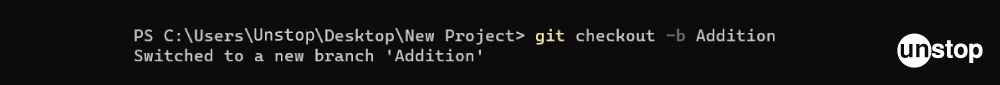 Switching branches in Git by creating a new branch with git checkout -b command.