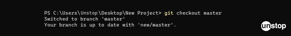 Switching Branches In Git | Example of checking out the master branch