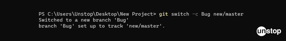 Switching Branches In Git | Switch command with -c option example