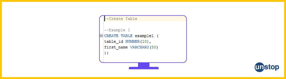 syntax representation for creating table in pl/sql