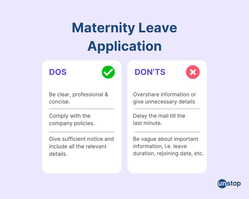 Dos and Don'ts of maternity leave application