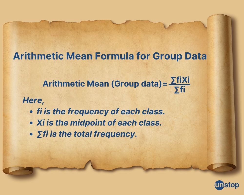 Group data calculation in arithmetic mean 