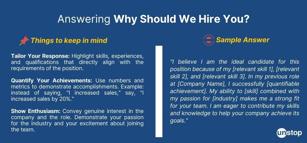 Sample answers to why should we hire you