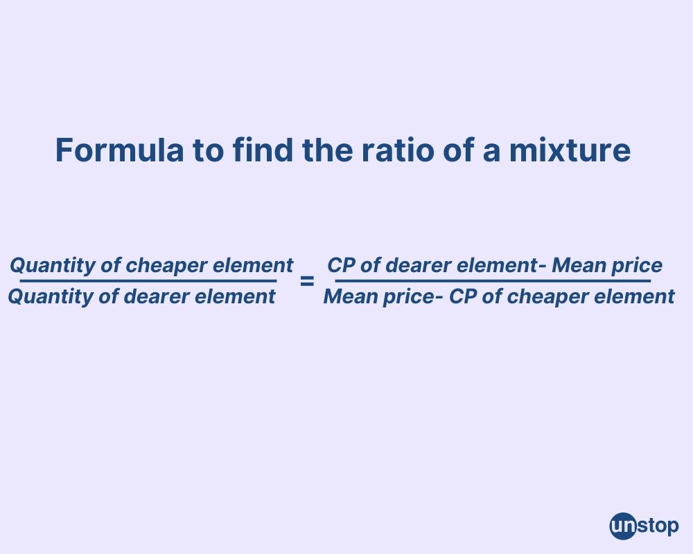 Formula to find the ratio in a mixture